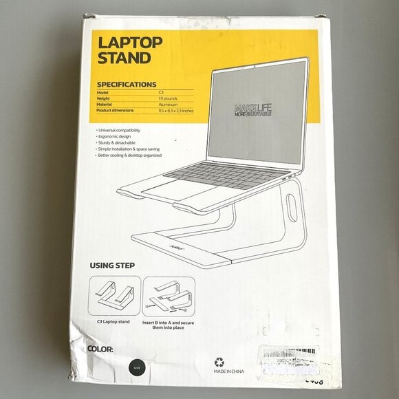 UNIVERSAL LAPTOP STAND RISER COMPATIBLE W/ DELL, HP, SAMSUNG, LENOVO, UP TO 16 - Picture 9 of 9